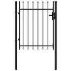 vidaXL Fence Gate Single Door With Spike Top Steel 1X1.2 M Black