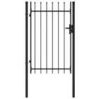 vidaXL Fence Gate Single Door With Spike Top Steel 1X1.5 M Black