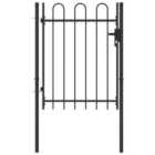 vidaXL Fence Gate Single Door With Arched Top Steel 1X1.2 M Black