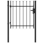 vidaXL Fence Gate Single Door w/ Spike Top Steel 1X1 M Black