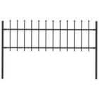 vidaXL Garden Fence With Spear Top Steel 1.7X0.6 M Black