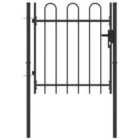 vidaXL Fence Gate Single Door w/ Arched Top Steel 1X1M Black