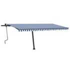 vidaXL Manual Retractable Awning With Led 500X300cm Blue And White