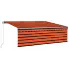 vidaXL Manual Retractable Awning With Blind 4X3M Orange & Brown