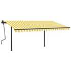 vidaXL Manual Retractable Awning With Led 4.5X3 M Yellow And White