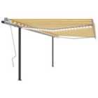 vidaXL Manual Retractable Awning With Led 4.5X3.5 M Yellow And White