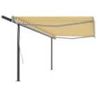 vidaXL Manual Retractable Awning With Posts 5X3.5 M Yellow And White