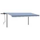 vidaXL Manual Retractable Awning With Led 5X3 M Blue And White