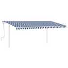 vidaXL Manual Retractable Awning With Posts 5X3 M Blue And White