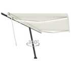 vidaXL Manual Retractable Awning With Led 500X300cm Cream