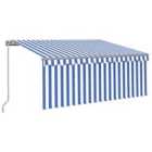 vidaXL Manual Retractable Awning With Blind 3X2.5M Blue & White