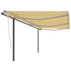 vidaXL Manual Retractable Awning With Posts 6X3.5 M Yellow And White