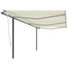 vidaXL Manual Retractable Awning With Posts 6X3.5 M Cream