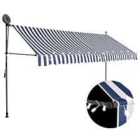 vidaXL Manual Retractable Awning With LED 350cm Blue And White