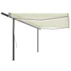 vidaXL Manual Retractable Awning With Led 5X3.5 M Cream
