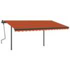 vidaXL Manual Retractable Awning With Led 4.5X3 M Orange And Brown