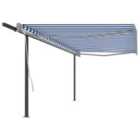 vidaXL Manual Retractable Awning With Posts 5X3.5 M Blue And White