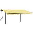 vidaXL Manual Retractable Awning With Posts 4.5X3 M Yellow And White