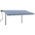 vidaXL Manual Retractable Awning With Posts 4.5X3 M Blue And White