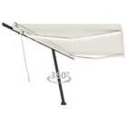 vidaXL Manual Retractable Awning With Led 500X350cm Cream
