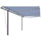 vidaXL Manual Retractable Awning With Posts 6X3.5 M Blue And White