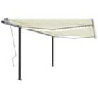 vidaXL Manual Retractable Awning With Led 4X3.5 M Cream