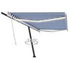 vidaXL Manual Retractable Awning With Led 500X350cm Blue And White