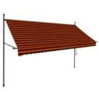 vidaXL Manual Retractable Awning With LED 300cm Orange And Brown