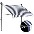 vidaXL Manual Retractable Awning With LED 150cm Blue And White