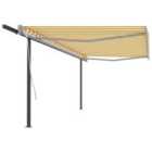 vidaXL Manual Retractable Awning With Posts 5X3 M Yellow And White