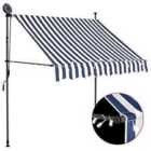 vidaXL Manual Retractable Awning With LED 100cm Blue And White