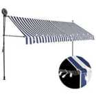 vidaXL Manual Retractable Awning With LED 400cm Blue And White