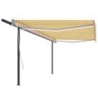vidaXL Manual Retractable Awning With Led 5X3.5 M Yellow And White