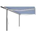 vidaXL Manual Retractable Awning With Led 5X3.5 M Blue And White
