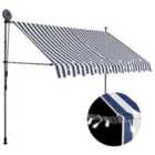 vidaXL Manual Retractable Awning With LED 300cm Blue And White