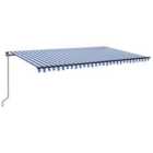 vidaXL Manual Retractable Awning With Led 500X300cm Blue And White