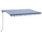 vidaXL Manual Retractable Awning With Led 400X300cm Blue And White