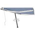 vidaXL Manual Retractable Awning With Led 400X350cm Blue And White
