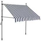 vidaXL Manual Retractable Awning With LED 200cm Blue And White