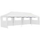 vidaXL Folding Pop-up Party Tent With 5 Sidewalls 3x9 M White