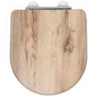 Croydex Varese Flexi-Fix D-Shaped Wooden Soft Close Toilet Seat - Grey Oak Effect