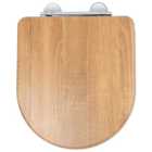 Croydex Levico Flexi-Fix D-Shaped Wooden Soft Close Toilet Seat - Teak Effect