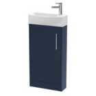 Hudson Reed Juno Compact 440mm Floor Standing 1 Door Unit & 1 Tap Hole Basin LH - Electric Blue