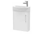 Hudson Reed Juno Compact 440mm Wall Hung 1 Door Unit & 1 Tap Hole Basin LH - White Ash