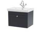 Nuie Classique 600mm Wall Hung 1-drawer Unit & Basin 1 Tap Hole - Satin Anthracite
