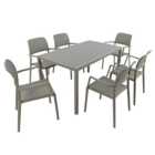 Cube Dining Table with 6 Bora Chair Set Turtle Dove