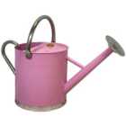 Pink & Chrome Metal Watering Can with Rose (9 Litre)