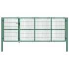 vidaXL Garden Fence Gate With Posts 350X120cm Steel Green