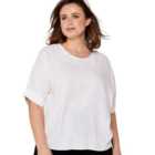 Apricot Curves White Textured Short Sleeve Top