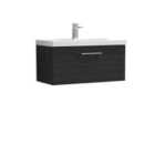 Nuie Arno 800mm Wall Hung 1 Drawer Vanity & Mid-Edge Basin Charcoal Black